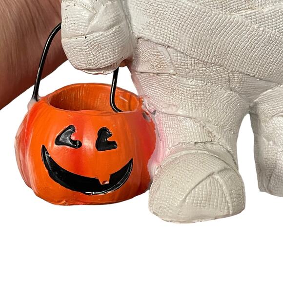 Mummy Pumpkin Halloween Figure Decor Black Cat & Trick or Treat Pail New - Picture 8 of 12